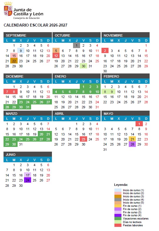 calendario escolar curso 26/27