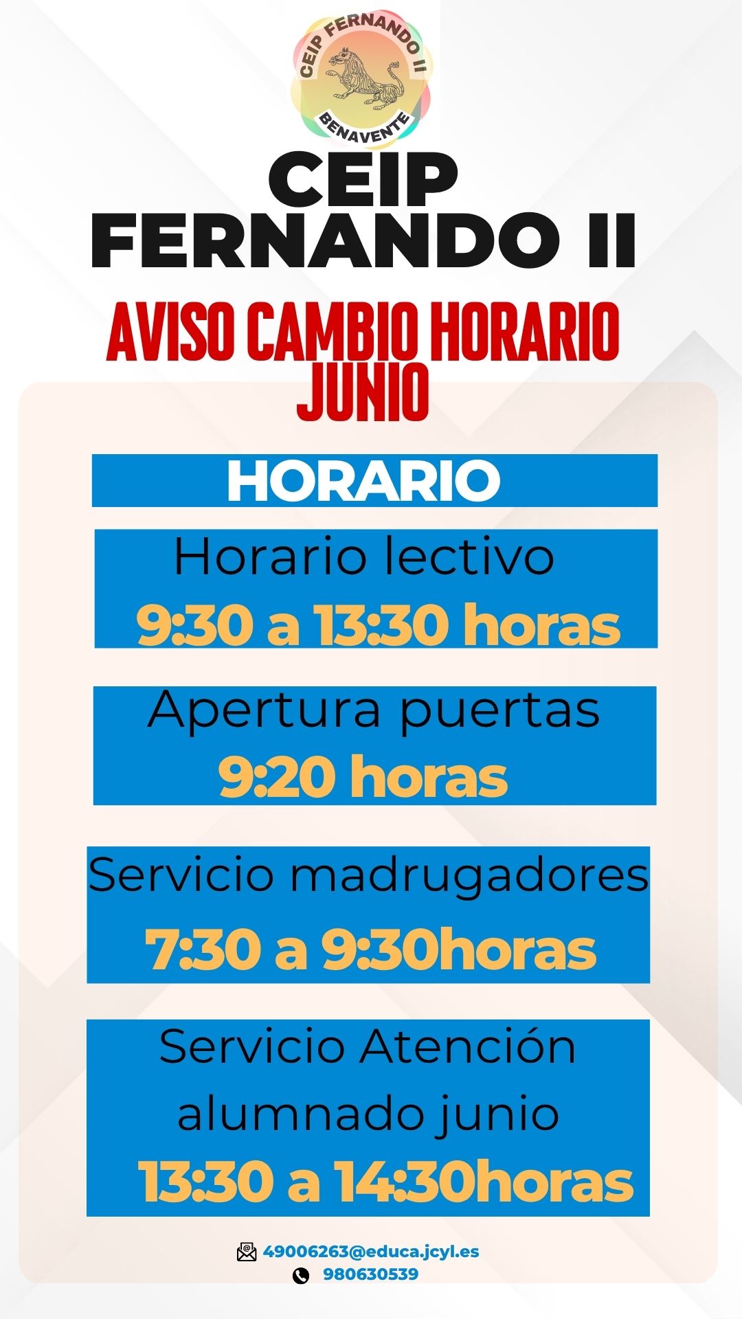 horario junio