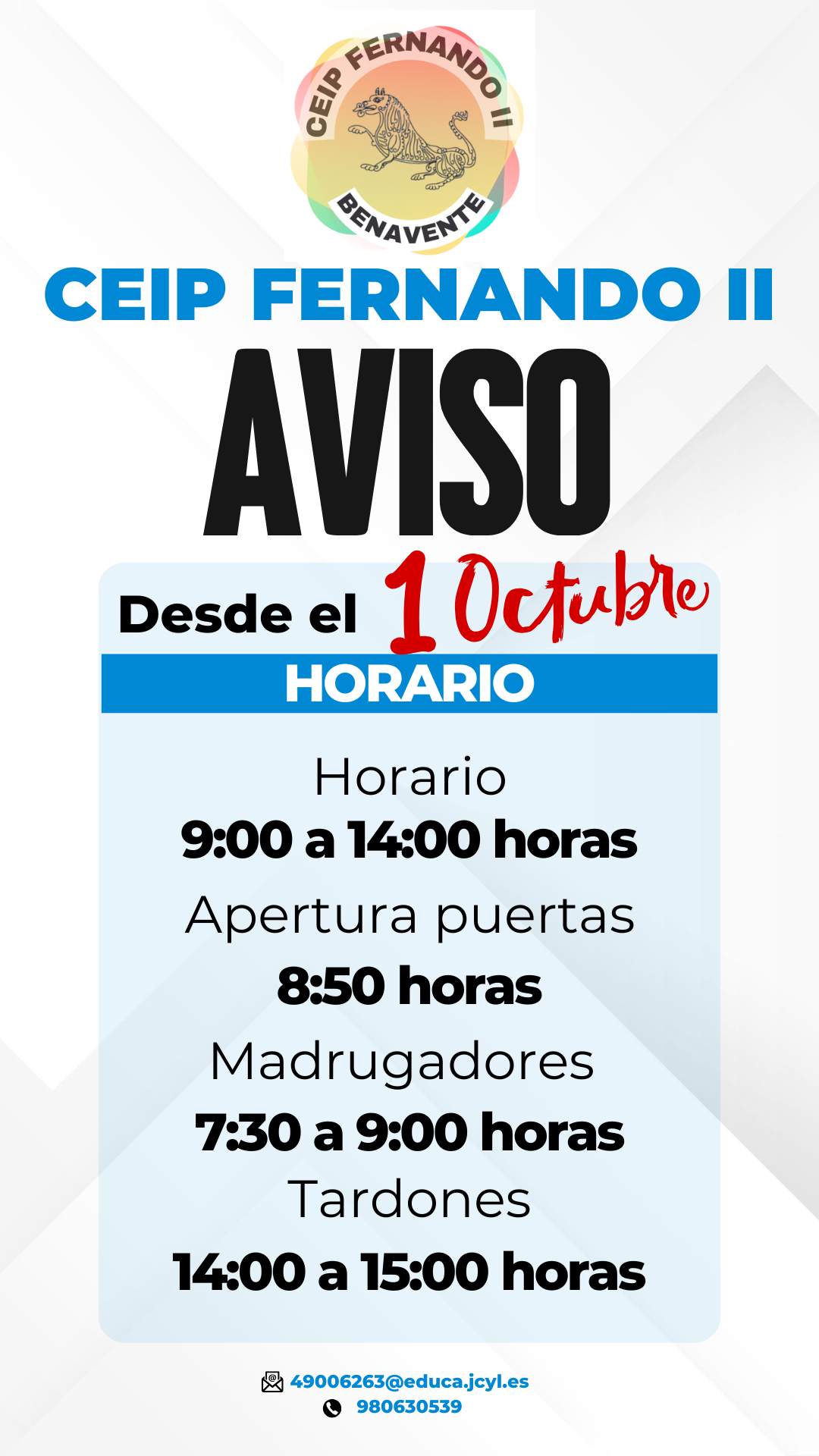 horario octubre